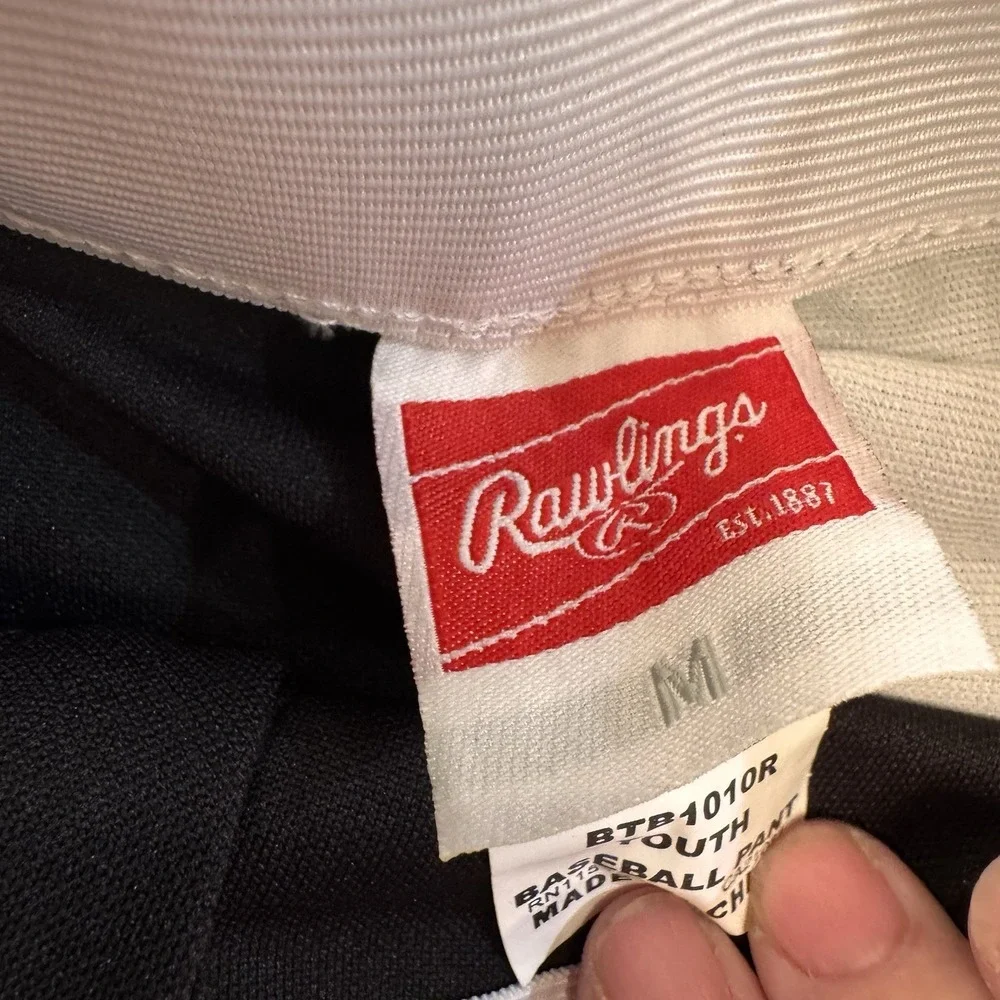 NEW Rawlings Youth Baseball Pants‎ SZ M Belt Loops Black Elastic Softball Sports